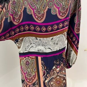 Paisley Print Long Sleeve Dress